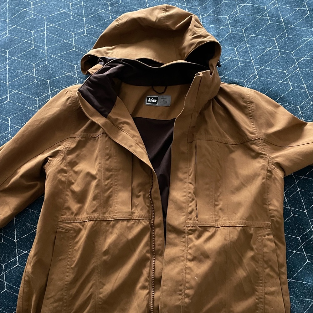 REI Brown Raincoat Durable Outdoor Wear